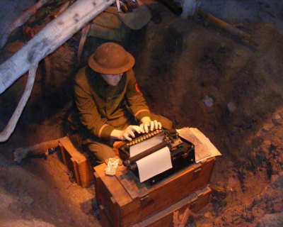 The World War I exhibit paid tribute to a reporter who followed Marines into the trenches. Image: StudyHall.Rocks